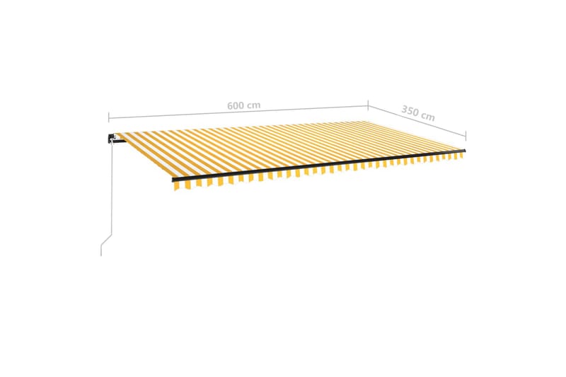 Manuell uttrekkbar markise 600x350 cm gul og hvit - Gul - Hagemøbler - Solbeskyttelse - Markiser - Balkongmarkise