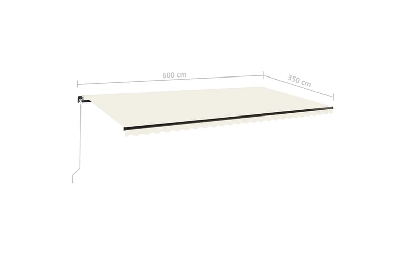 Manuell uttrekkbar markise 600x350 cm kremhvit - Krem - Hagemøbler - Solbeskyttelse - Markiser - Balkongmarkise