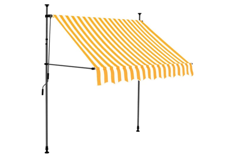 Manuell uttrekkbar markise med LED 100 cm hvit og oransje - Flerfarget - Vindusmarkise - Markiser - Solbeskyttelse vindu