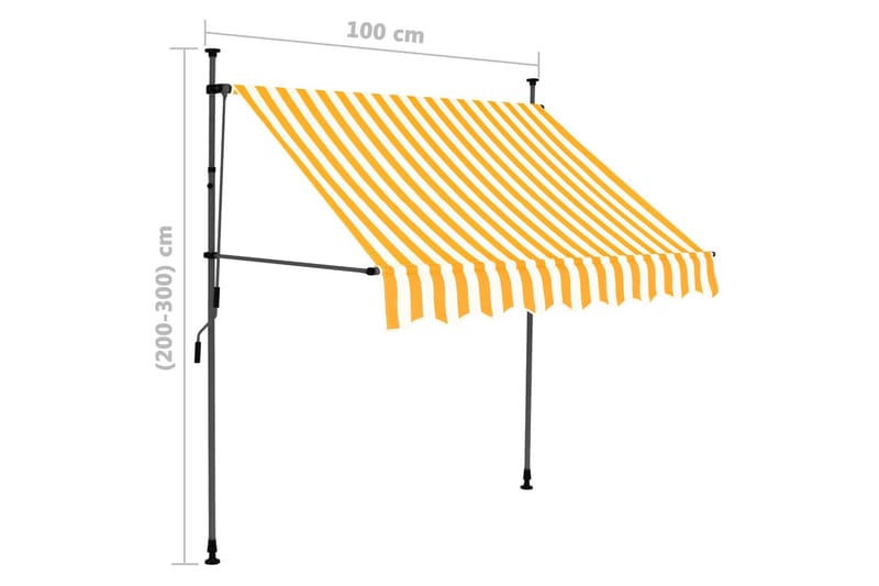 Manuell uttrekkbar markise med LED 100 cm hvit og oransje - Flerfarget - Vindusmarkise - Markiser - Solbeskyttelse vindu