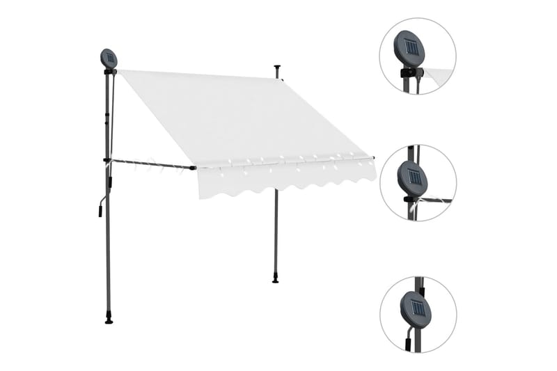 Manuell uttrekkbar markise med LED 100 cm kremhvit - Krem - Hagemøbler - Solbeskyttelse - Markiser - Vindusmarkise