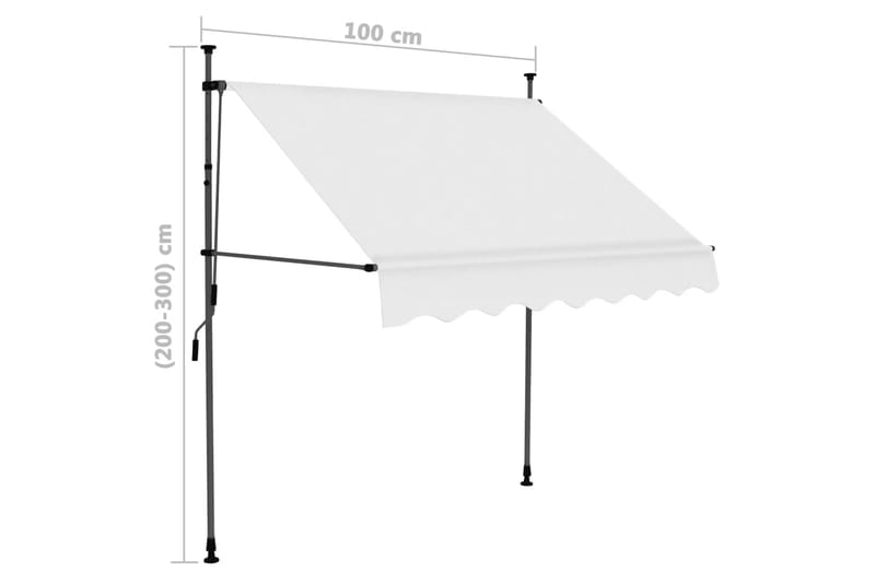 Manuell uttrekkbar markise med LED 100 cm kremhvit - Krem - Hagemøbler - Solbeskyttelse - Markiser - Vindusmarkise