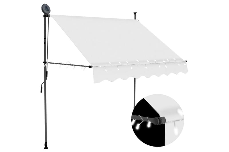 Manuell uttrekkbar markise med LED 100 cm kremhvit - Krem - Hagemøbler - Solbeskyttelse - Markiser - Vindusmarkise