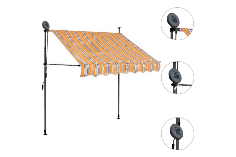 Manuell uttrekkbar markise med LED 150 cm gul og blå - Flerfarget - Vindusmarkise - Markiser