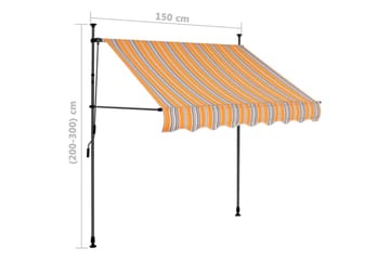Manuell uttrekkbar markise med LED 150 cm gul og blå - Flerfarget - Hagemøbler - Solbeskyttelse - Markiser - Vindusmarkise