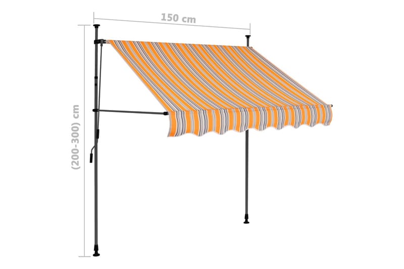 Manuell uttrekkbar markise med LED 150 cm gul og blå - Flerfarget - Hagemøbler - Solbeskyttelse - Markiser - Vindusmarkise
