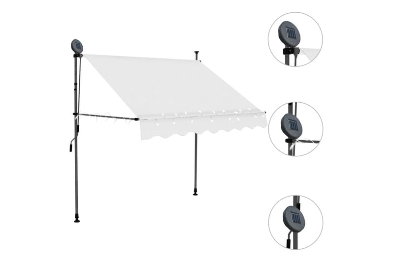 Manuell uttrekkbar markise med LED 150 cm kremhvit - Krem - Hagemøbler - Solbeskyttelse - Markiser - Vindusmarkise