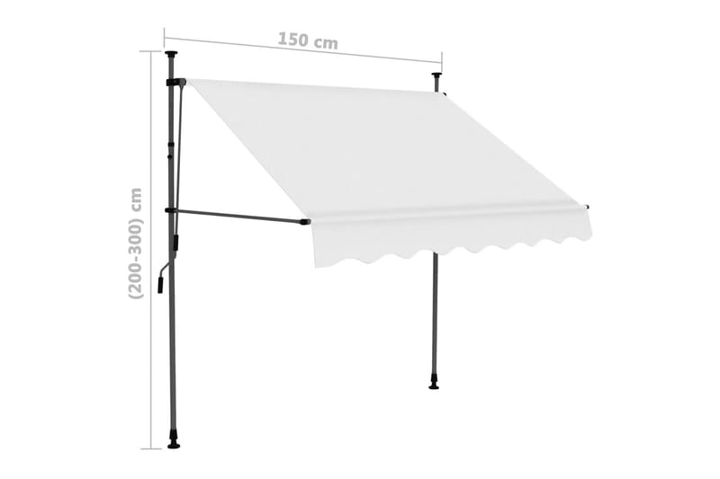 Manuell uttrekkbar markise med LED 150 cm kremhvit - Krem - Hagemøbler - Solbeskyttelse - Markiser - Vindusmarkise