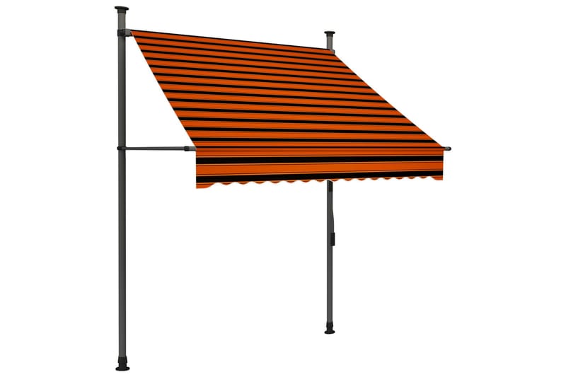 Manuell uttrekkbar markise med LED 150 cm oransje og brun - Flerfarget - Hagemøbler - Solbeskyttelse - Markiser - Vindusmarkise
