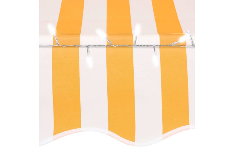 Manuell uttrekkbar markise med LED 200 cm hvit og oransje - Flerfarget - Vindusmarkise - Markiser