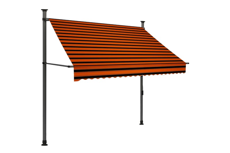 Manuell uttrekkbar markise med LED 200 cm oransje og brun - Flerfarget - Vindusmarkise - Markiser