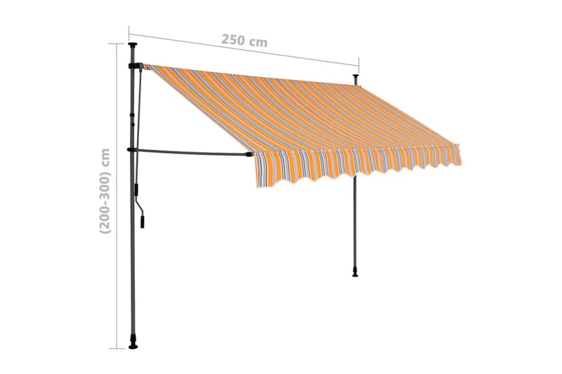 Manuell uttrekkbar markise med LED 250 cm gul og blå - Flerfarget - Hagemøbler - Solbeskyttelse - Markiser - Vindusmarkise