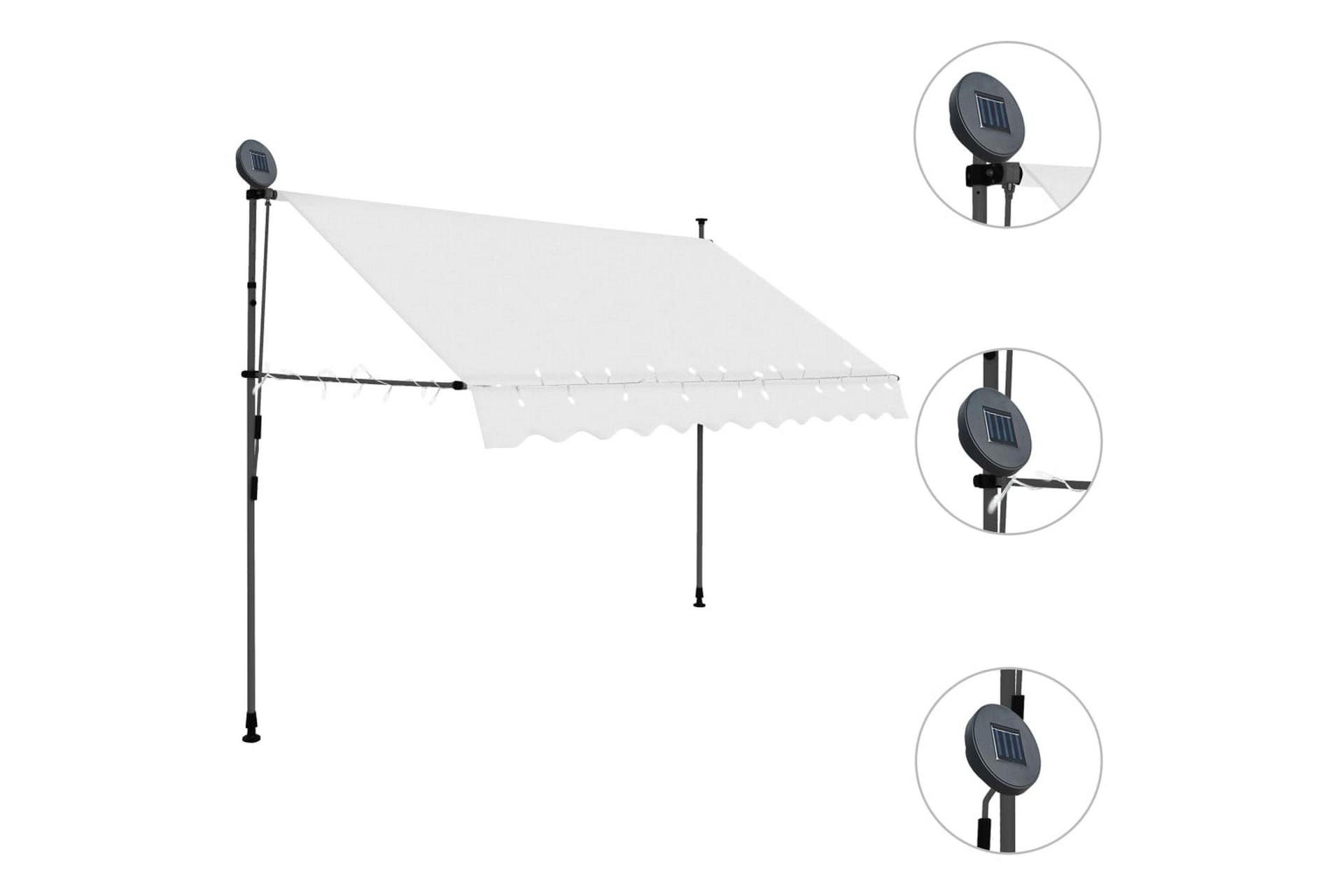 Manuell uttrekkbar markise med LED 250 cm kremhvit - Krem - Hagemøbler - Solbeskyttelse - Markiser - Vindusmarkise