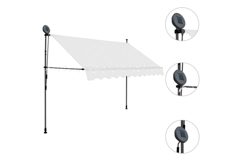 Manuell uttrekkbar markise med LED 250 cm kremhvit - Krem - Vindusmarkise - Markiser