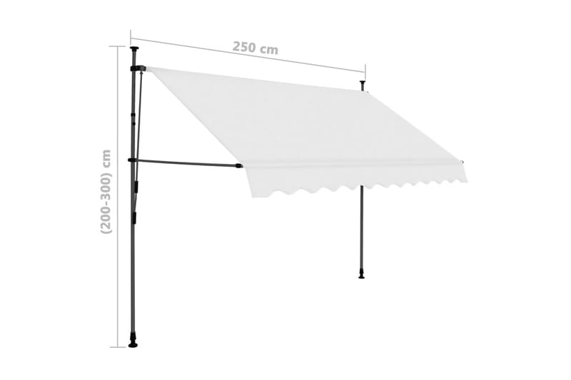 Manuell uttrekkbar markise med LED 250 cm kremhvit - Krem - Hagemøbler - Solbeskyttelse - Markiser - Vindusmarkise