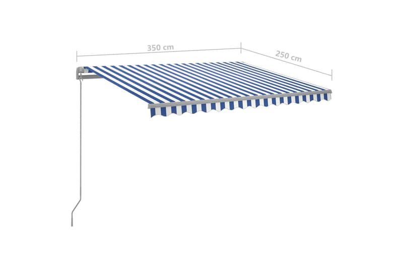 Manuell uttrekkbar markise med LED 3,5x2,5 m blå og hvit - Balkongmarkise - Markiser - Terrassemarkise