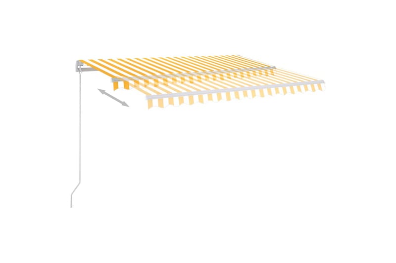Manuell uttrekkbar markise med LED 3,5x2,5 m gul og hvit - Balkongmarkise - Markiser - Terrassemarkise