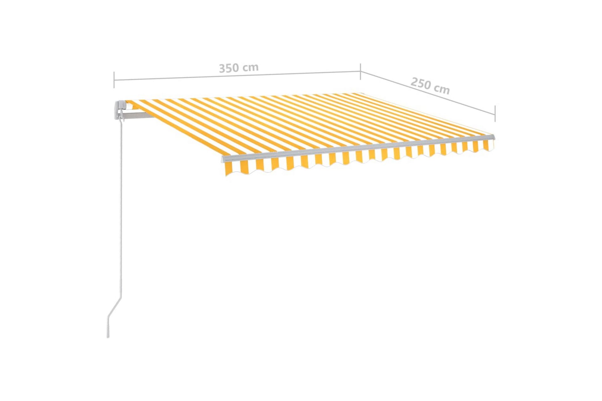 Manuell uttrekkbar markise med LED 3,5x2,5 m gul og hvit - Hagemøbler - Solbeskyttelse - Markiser - Balkongmarkise