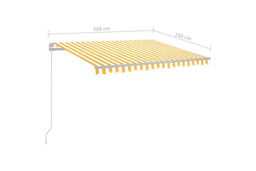 Manuell uttrekkbar markise med LED 3,5x2,5 m gul og hvit - Hagemøbler - Solbeskyttelse - Markiser - Balkongmarkise