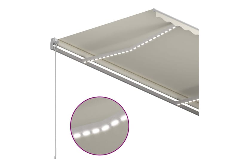 Manuell uttrekkbar markise med LED 3,5x2,5 m kremhvit - Hagemøbler - Solbeskyttelse - Markiser - Balkongmarkise