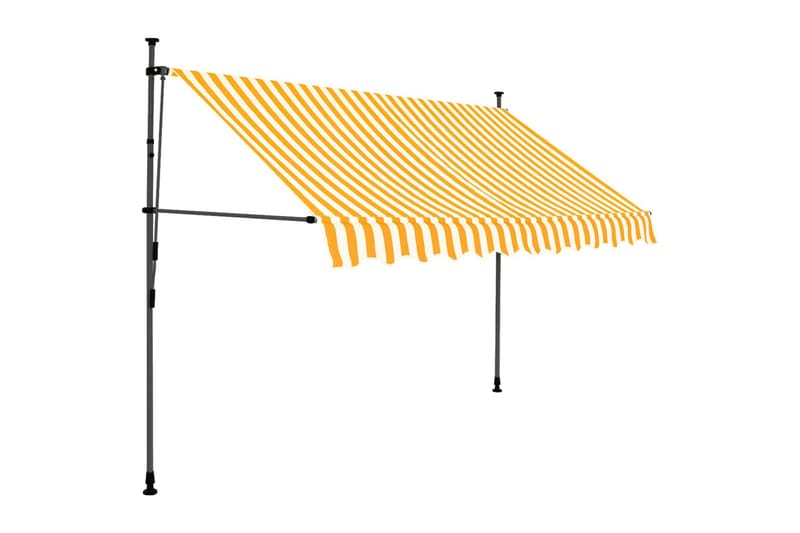 Manuell uttrekkbar markise med LED 300 cm hvit og oransje - Flerfarget - Hagemøbler - Solbeskyttelse - Markiser - Balkongmarkise
