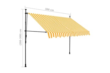 Manuell uttrekkbar markise med LED 300 cm hvit og oransje - Flerfarget - Hagemøbler - Solbeskyttelse - Markiser - Balkongmarkise