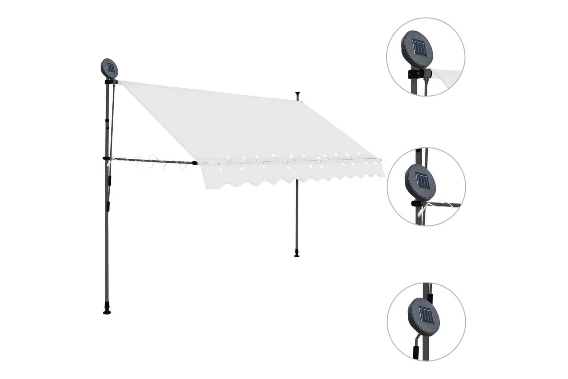 Manuell uttrekkbar markise med LED 300 cm kremhvit - Krem - Hagemøbler - Solbeskyttelse - Markiser - Balkongmarkise