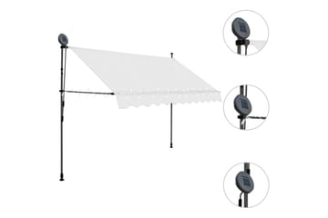 Manuell uttrekkbar markise med LED 300 cm kremhvit - Krem - Hagemøbler - Solbeskyttelse - Markiser - Balkongmarkise
