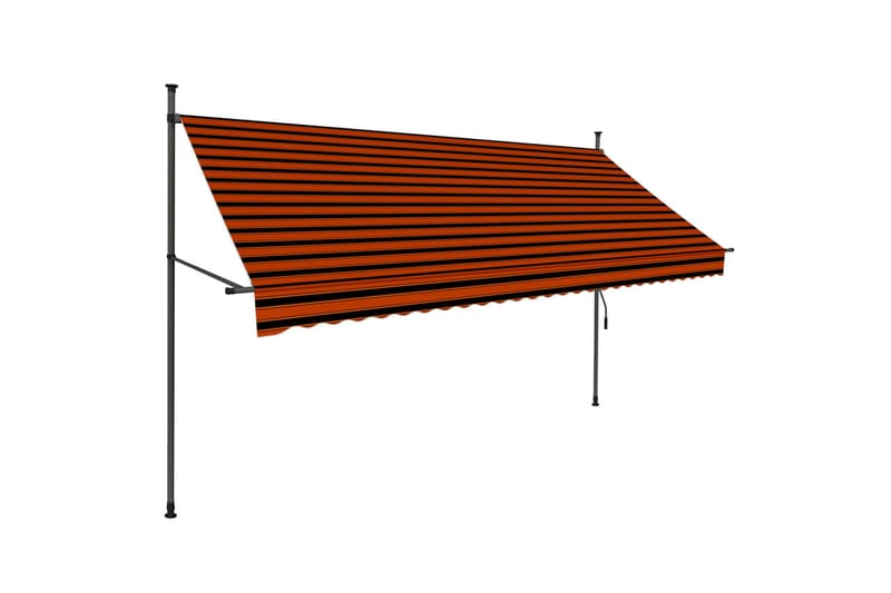 Manuell uttrekkbar markise med LED 300 cm oransje og brun - Flerfarget - Balkongmarkise - Markiser - Terrassemarkise