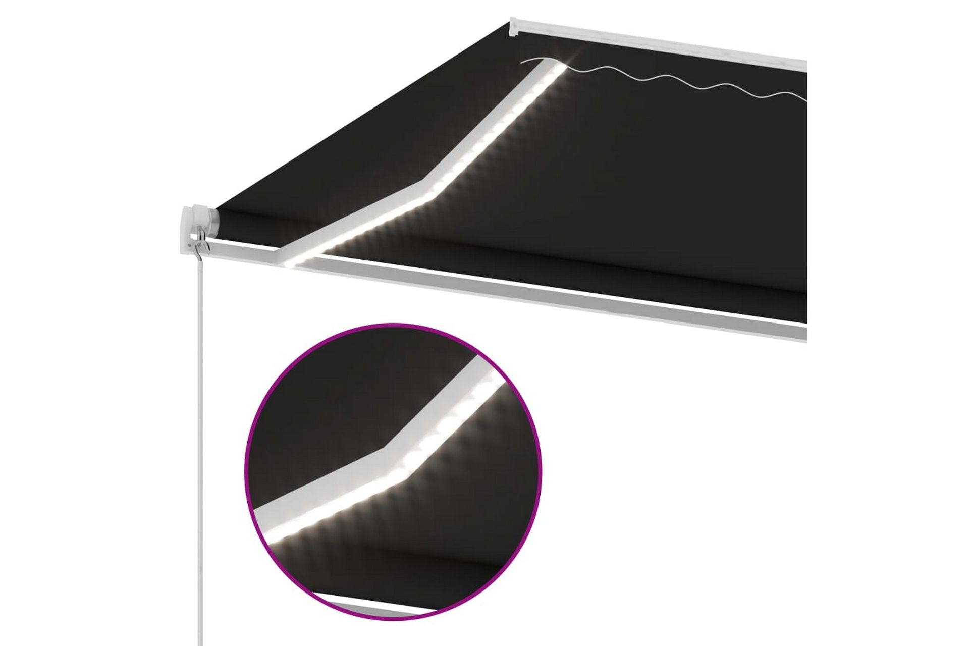 Manuell uttrekkbar markise med LED 300x250 cm antrasitt - Antrasittgrå - Hagemøbler - Solbeskyttelse - Markiser - Balkongmarkise