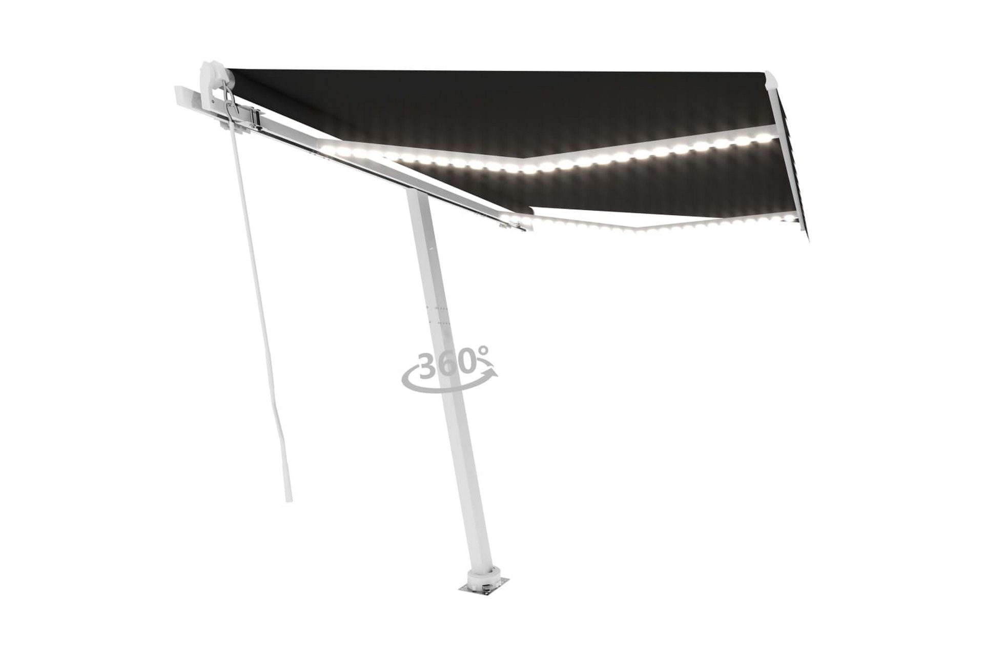 Manuell uttrekkbar markise med LED 300x250 cm antrasitt - Antrasittgrå - Hagemøbler - Solbeskyttelse - Markiser - Balkongmarkise