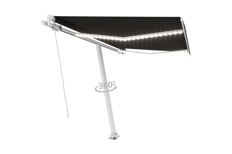 Manuell uttrekkbar markise med LED 300x250 cm antrasitt - Antrasittgrå - Hagemøbler - Solbeskyttelse - Markiser - Balkongmarkise