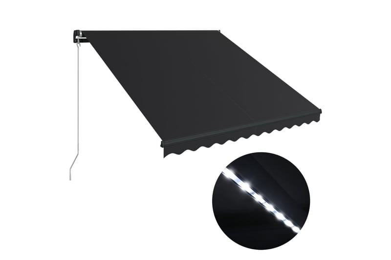 Manuell uttrekkbar markise med LED 300x250 cm antrasitt - Hagemøbler - Solbeskyttelse - Markiser - Balkongmarkise