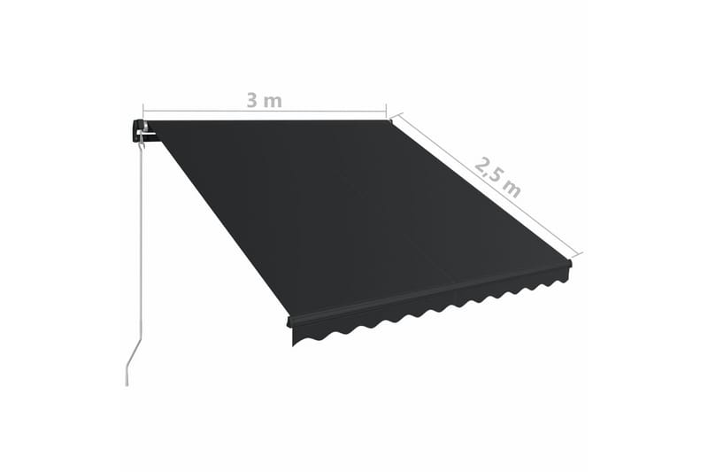 Manuell uttrekkbar markise med LED 300x250 cm antrasitt - Balkongmarkise - Markiser - Terrassemarkise