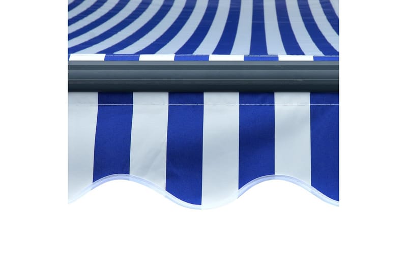 Manuell uttrekkbar markise med LED 300x250 cm blå & hvit - Hagemøbler - Solbeskyttelse - Markiser - Vindusmarkise