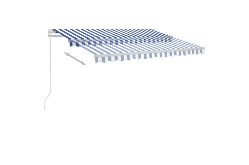 Manuell uttrekkbar markise med LED 300x250 cm blå og hvit - Blå - Hagemøbler - Solbeskyttelse - Markiser - Balkongmarkise