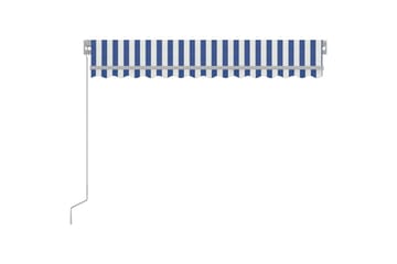 Manuell uttrekkbar markise med LED 300x250 cm blå og hvit - Blå - Hagemøbler - Solbeskyttelse - Markiser - Balkongmarkise