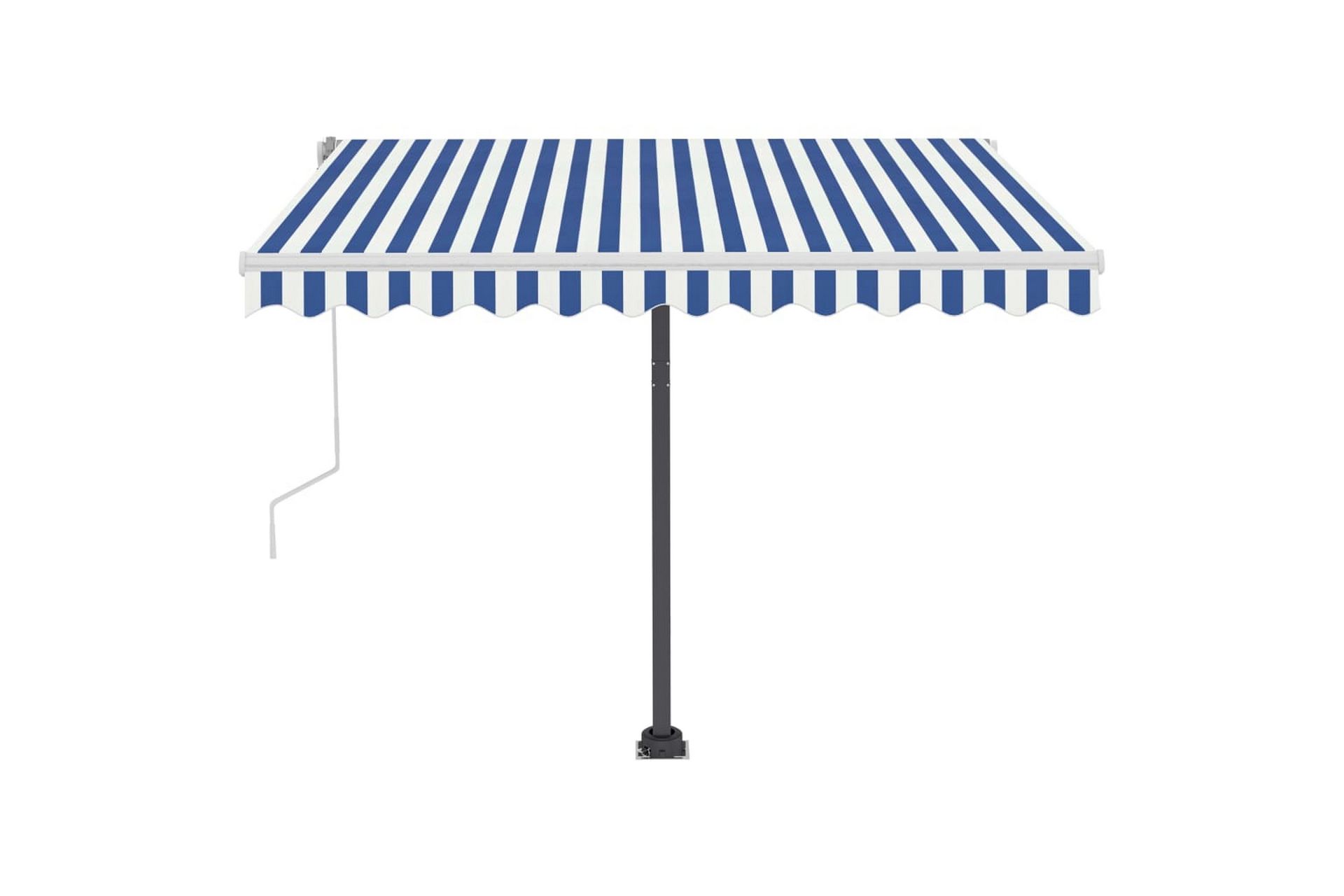 Manuell uttrekkbar markise med LED 300x250 cm blå og hvit - Blå - Hagemøbler - Solbeskyttelse - Markiser - Balkongmarkise
