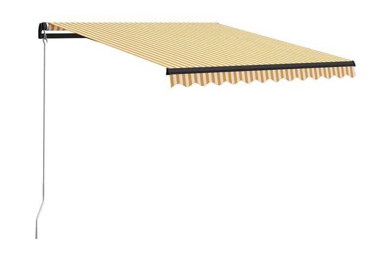 Manuell uttrekkbar markise med LED 300x250 cm gul & hvit - Hagemøbler - Solbeskyttelse - Markiser - Vindusmarkise