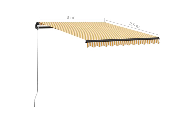 Manuell uttrekkbar markise med LED 300x250 cm gul & hvit - Hagemøbler - Solbeskyttelse - Markiser - Vindusmarkise