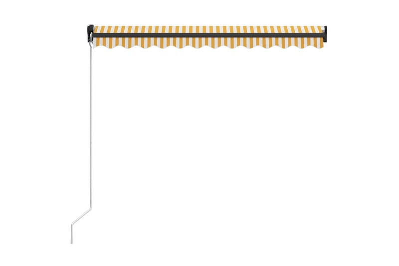 Manuell uttrekkbar markise med LED 300x250 cm gul & hvit - Hagemøbler - Solbeskyttelse - Markiser - Vindusmarkise