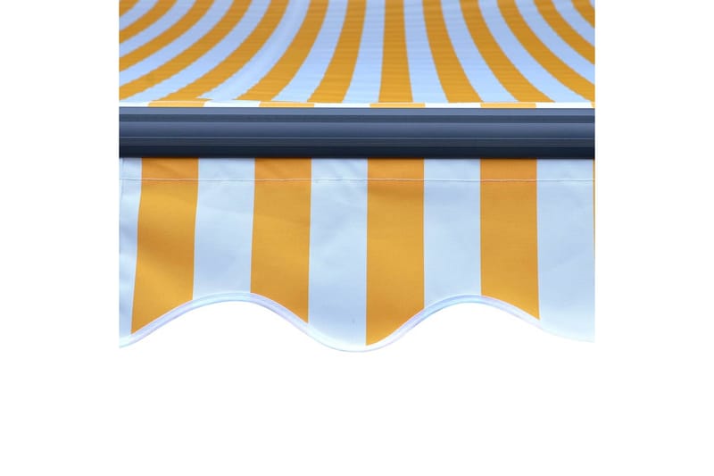 Manuell uttrekkbar markise med LED 300x250 cm gul & hvit - Vindusmarkise - Markiser - Solbeskyttelse vindu