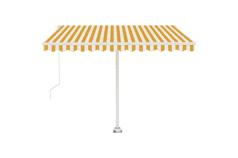 Manuell uttrekkbar markise med LED 300x250 cm gul og hvit - Gul - Hagemøbler - Solbeskyttelse - Markiser - Balkongmarkise