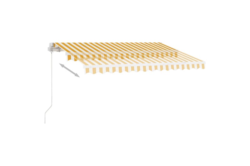 Manuell uttrekkbar markise med LED 300x250 cm gul og hvit - Gul - Balkongmarkise - Markiser - Terrassemarkise