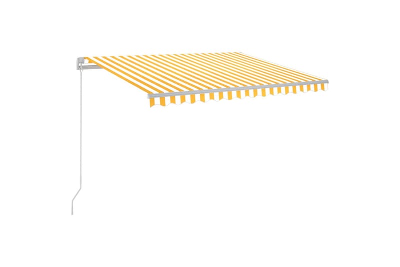 Manuell uttrekkbar markise med LED 300x250 cm gul og hvit - Gul - Hagemøbler - Solbeskyttelse - Markiser - Balkongmarkise