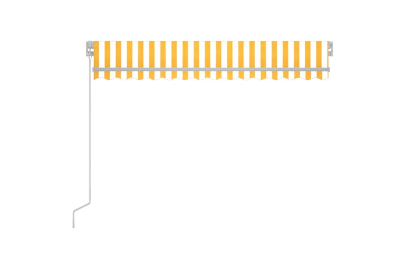 Manuell uttrekkbar markise med LED 300x250 cm gul og hvit - Gul - Balkongmarkise - Markiser - Terrassemarkise