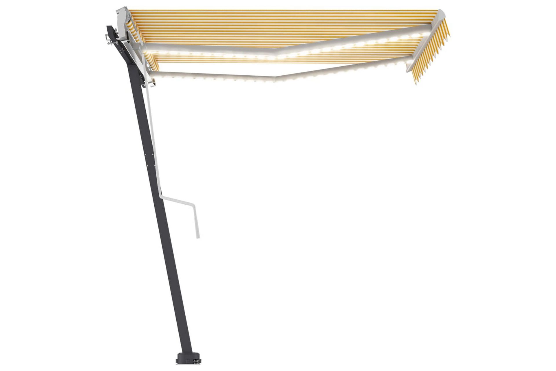Manuell uttrekkbar markise med LED 300x250 cm gul og hvit - Gul - Hagemøbler - Solbeskyttelse - Markiser - Balkongmarkise