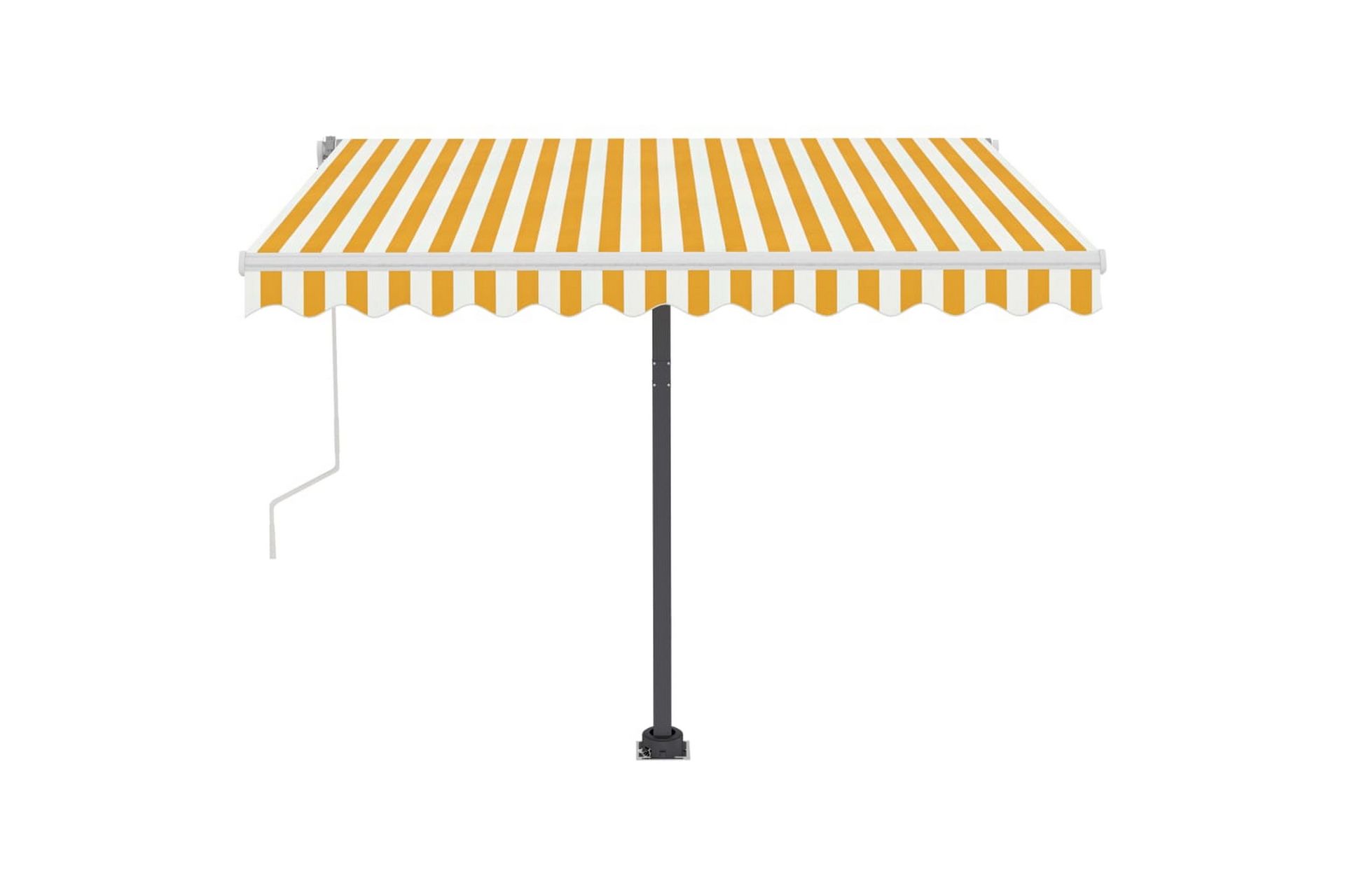 Manuell uttrekkbar markise med LED 300x250 cm gul og hvit - Gul - Hagemøbler - Solbeskyttelse - Markiser - Balkongmarkise