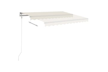 Manuell uttrekkbar markise med LED 300x250 cm kremhvit - Krem - Hagemøbler - Solbeskyttelse - Markiser - Balkongmarkise