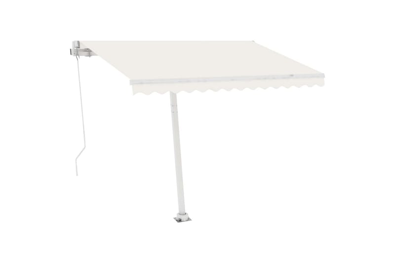 Manuell uttrekkbar markise med LED 300x250 cm kremhvit - Krem - Balkongmarkise - Markiser - Terrassemarkise